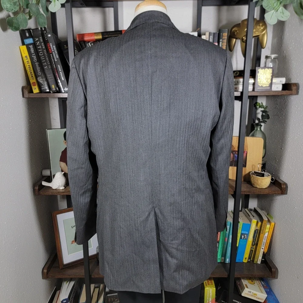 VTG Polo Ralph Lauren Men's Sport Coat‎ Two Button Gray Herringbone 46L ITALY